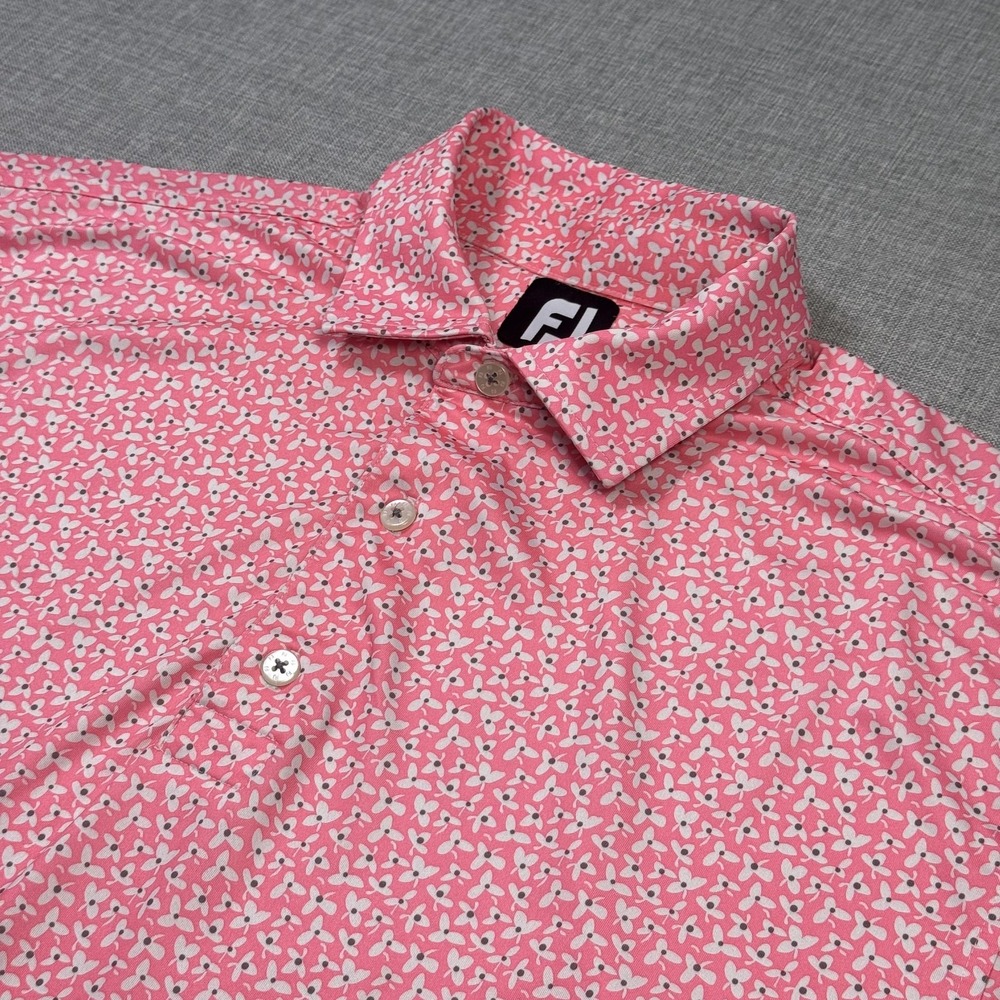FootJoy Pink & White Patterned Golf Polo